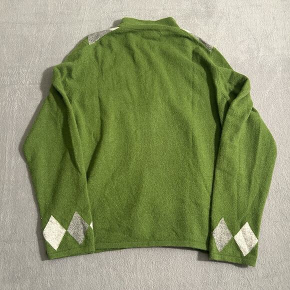 Charter Club Women's Regular Green Argyle 2-Ply Cashmere Full Zip Sweater Size L - Picture 3 of 6
